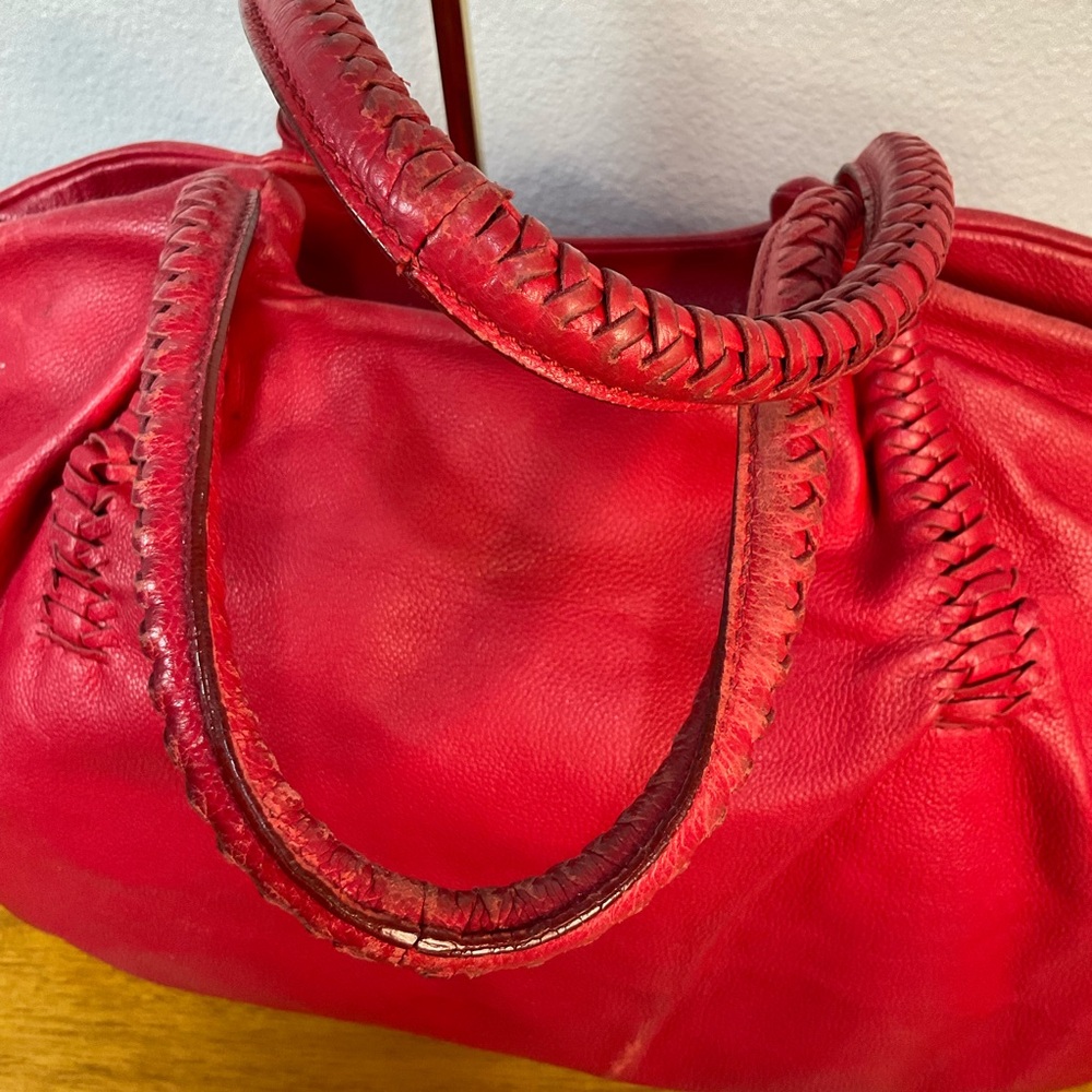 Salvatore Ferragamo Red Leather Shoulder Bag COA - Picture 3 of 16